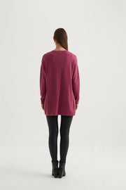 Tirelli - Oversized Curved Hem Jumper in Soft Fuschia (K2716)