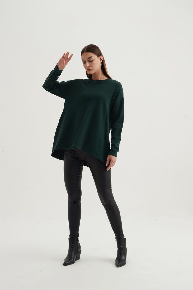 Tirelli - Oversized Curved Hem Jumper in Sea Green (K2716)