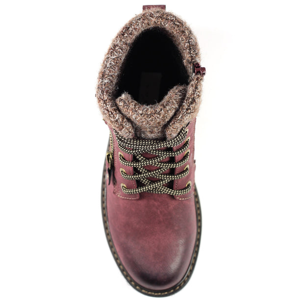 Lunar Shoes - BENSON III Waterproof Ankle Boot with Knitted Cuff in Burgundy