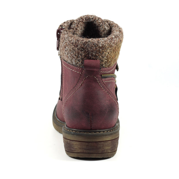 Lunar Shoes - BENSON III Waterproof Ankle Boot with Knitted Cuff in Burgundy