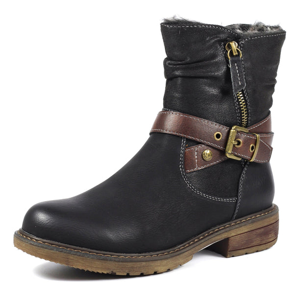 Lunar Shoes - CHIME II Waterproof Slouch Ankle Boot with Strap Detailing