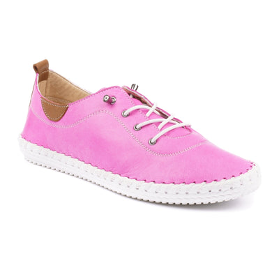 Lunar Shoes - St Ives Leather Plimsoll in Fuschia
