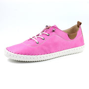 Lunar Shoes - St Ives Leather Plimsoll in Fuschia