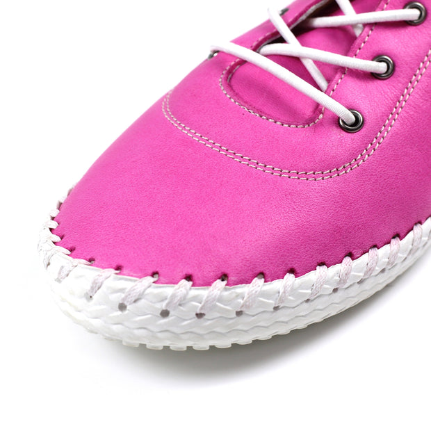 Lunar Shoes - St Ives Leather Plimsoll in Fuschia