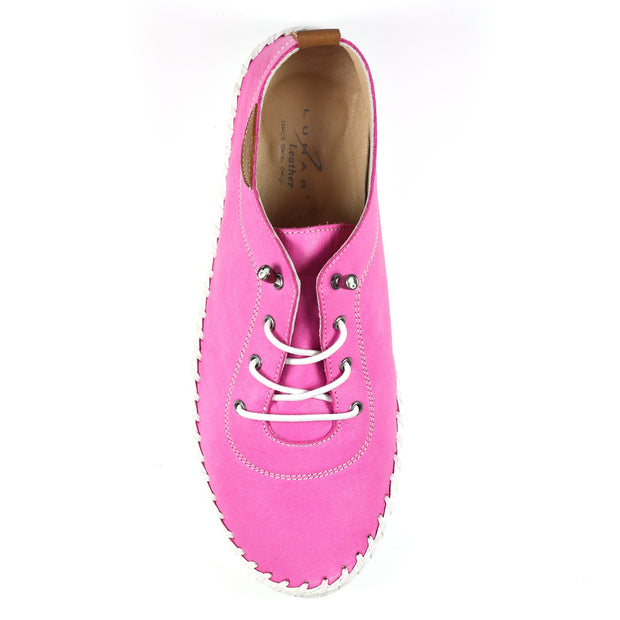 Lunar Shoes - St Ives Leather Plimsoll in Fuschia