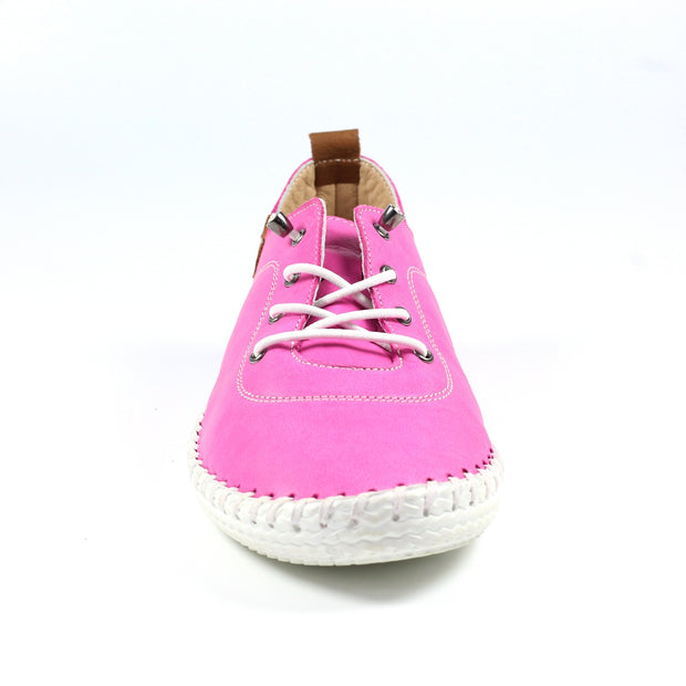 Lunar Shoes - St Ives Leather Plimsoll in Fuschia