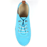 Lunar Shoes - St Ives Leather Plimsoll in Turquoise