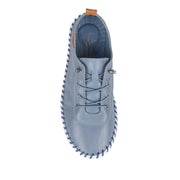 Lunar Shoes - St Ives Leather Plimsoll in Mid Blue