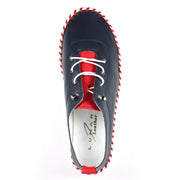 Lunar Shoes - Sandown Leather Plimsoll in Navy & Red