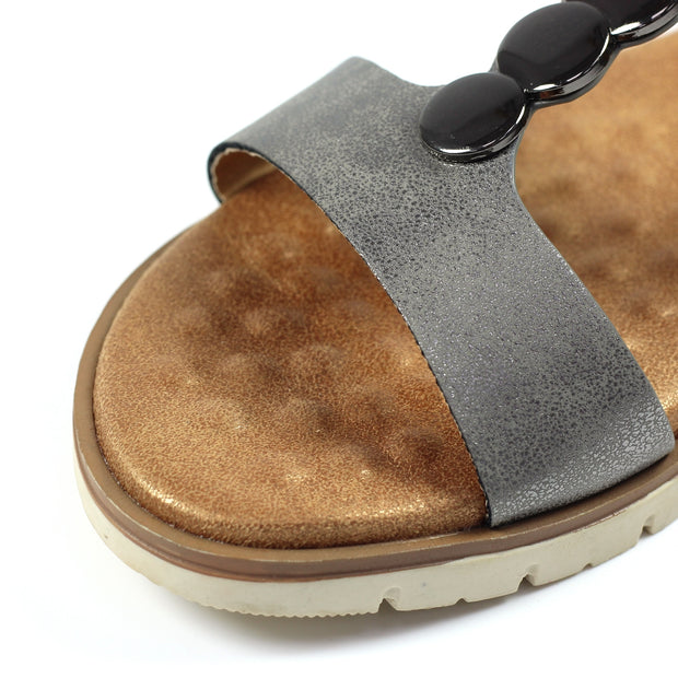 Lunar Shoes - Nixon Low Wedge Sandal in Pewter