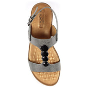 Lunar Shoes - Nixon Low Wedge Sandal in Pewter