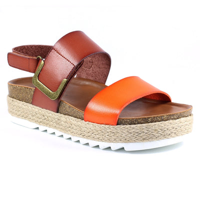 Lunar Shoes - Deanna II Wedge Sandal in Orange