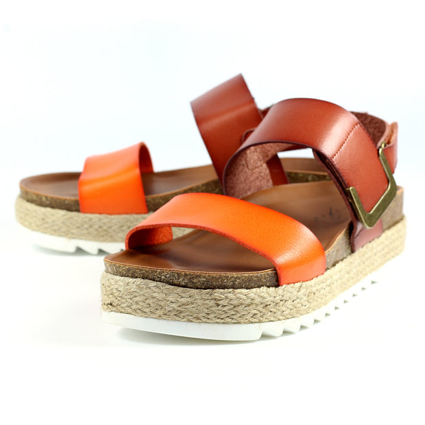 Lunar Shoes - Deanna II Wedge Sandal in Orange