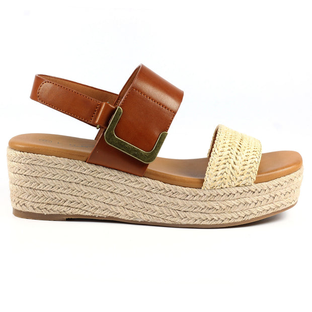 Lunar Shoes - Logan Wedge Sandal in Natural and Tan