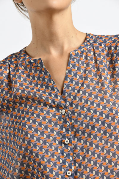 Mat De Misaine - Calvini - Printed Cotton Blouse With Ribbed Cuffs And Hem