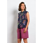 Mat De Misaine - Clapot - Sleeveless shirt in organic cotton Liberty fabric