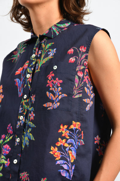 Mat De Misaine - Clapot - Sleeveless shirt in organic cotton Liberty fabric