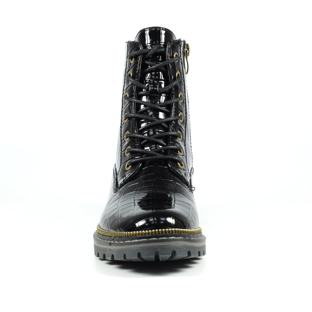 Lunar Shoes - Regan Black Croc Ankle Boot