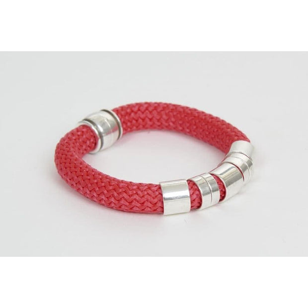 STRATA - Sasha - Red Bracelet with Silver Tubes