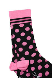 Swole Panda - Ladies Bamboo Socks - Black/Pink Polka Dot