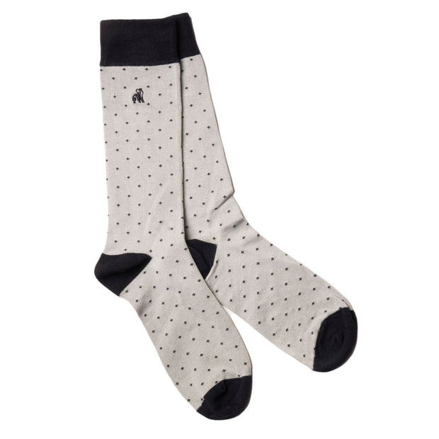 Swole Panda - Unisex Bamboo Socks - Spotted Light Grey Design