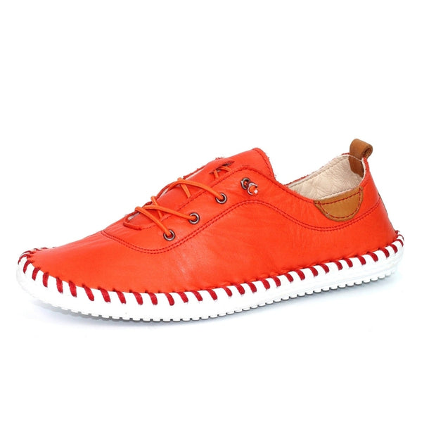 Lunar Shoes - St Ives Leather Plimsoll in Orange