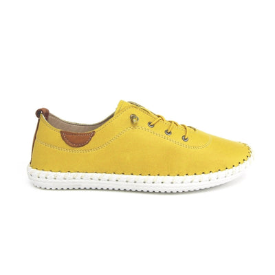 Lunar Shoes - St Ives Leather Plimsoll in Yellow