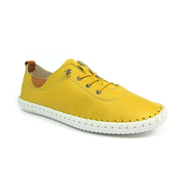 Lunar Shoes - St Ives Leather Plimsoll in Yellow